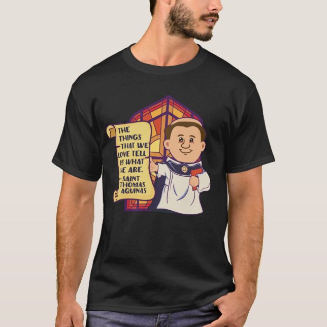 Camiseta Santo Tomás de Aquinas cita teología summa católic (Anverso)