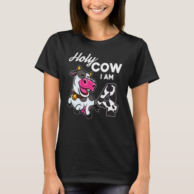 Camiseta Santo Vaca Tengo 4 años de Cow Farm Moo 4to cumple (Anverso)