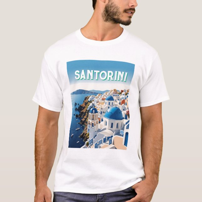 Camiseta Santorini Blue Dome & Ocean View - Vela (Anverso)