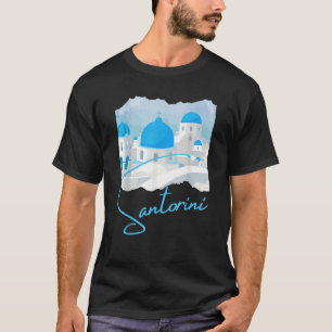 Camiseta Santorini Grecia Digital Painting Souvenir