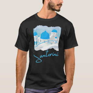 Camiseta Santorini Grecia Digital Painting Souvenir