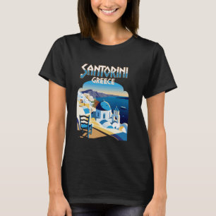 Camiseta Santorini Grecia Diseño de Arte Floral