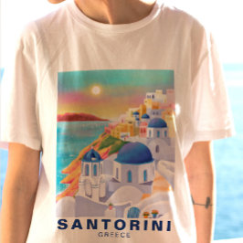 Camiseta Santorini Grecia Europa Destino de arte