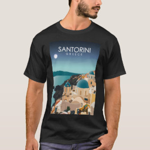Camiseta Santorini Grecia Isla Minimal Retro Mar Egeo T