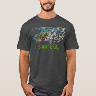 Camiseta Santorini Grecia mano única dibujando regalos de 
