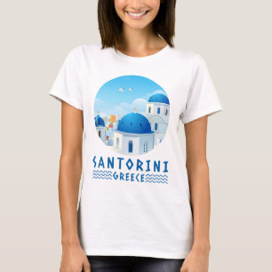 Camiseta Santorini, Grecia Mujer Blanca