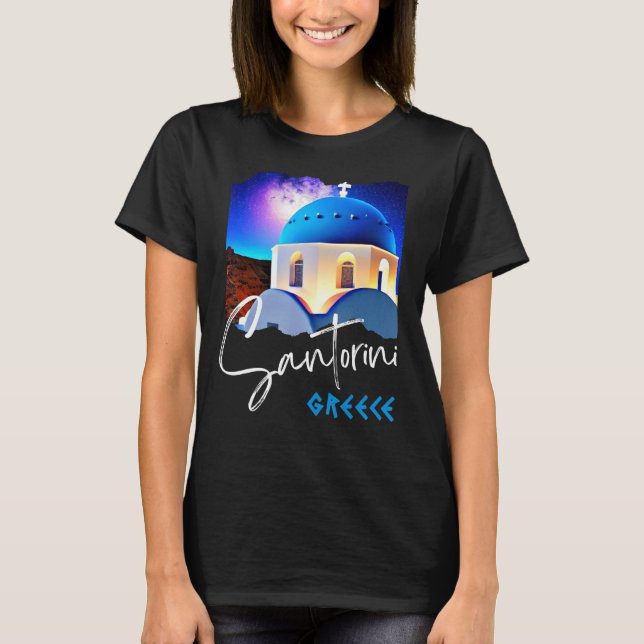 Camiseta Santorini Grecia Pintando Un Recuerdo De Viajes Pa (Anverso)