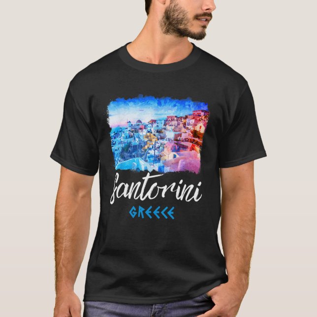 Camiseta Santorini Grecia pintura Santorini 1 (Anverso)