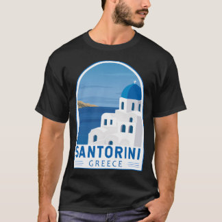 Camiseta Santorini Grecia Retro Emblem