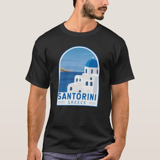 Camiseta Santorini Grecia Retro Vintage (Anverso)