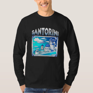 Camiseta Santorini Grecia Vacaciones en la Playa Isla Acrop