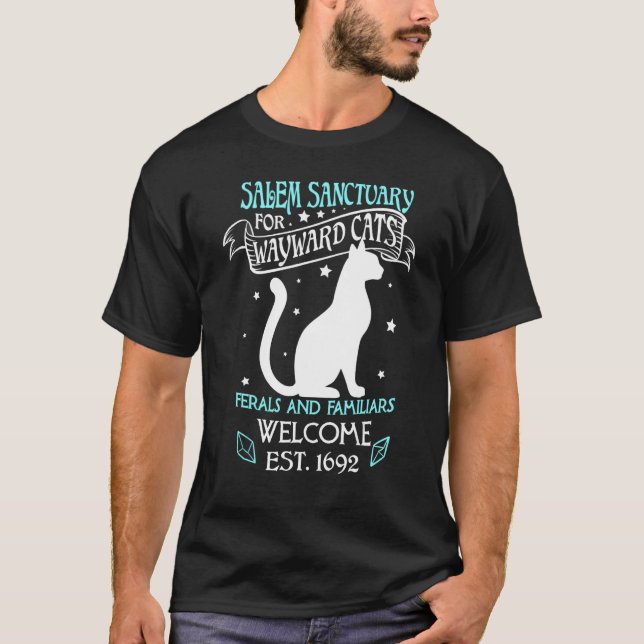 Camiseta Santuario De Salem De Brujas Para Gatos Negros Way (Anverso)