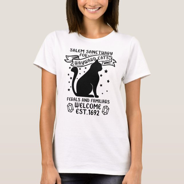 Camiseta Santuario Salem Para Gatos, Animal De Halloween (Anverso)