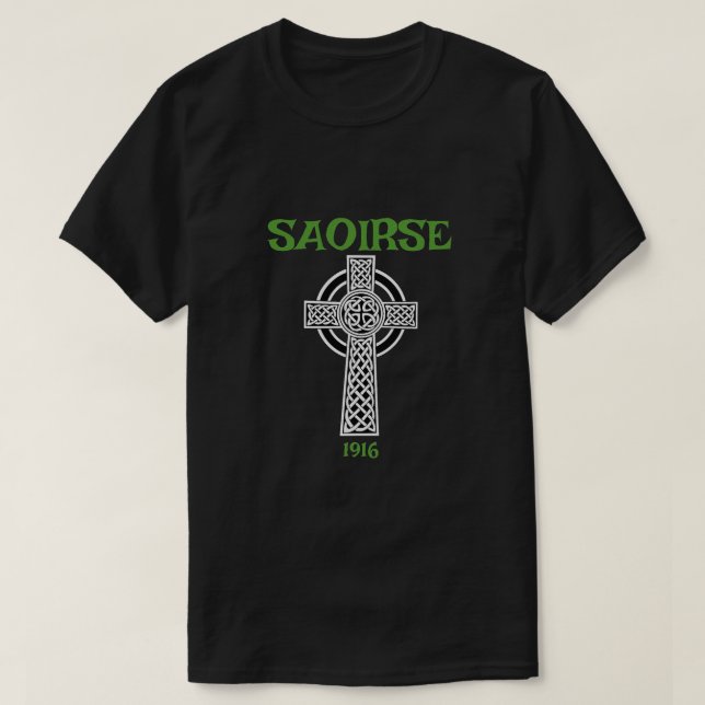 Camiseta Saoirse significa "Libertad irlandesa con cruz cel (Diseño del anverso)