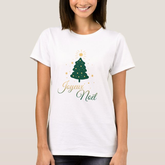 Camiseta Sapin de Noël doré et vert : style festif (Anverso)