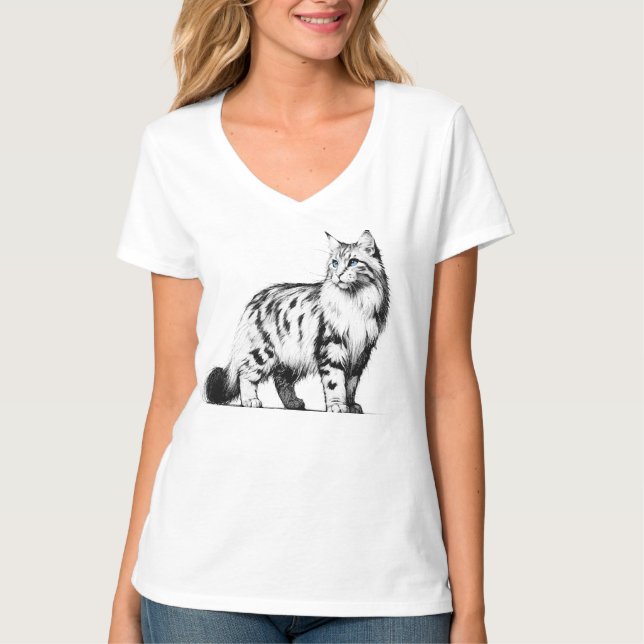 Camiseta Sapphire Gaze Maine Coon Illustration (Anverso)