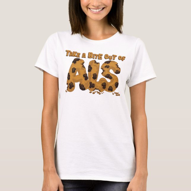 Camiseta Saque una mordedura del ALS (Anverso)