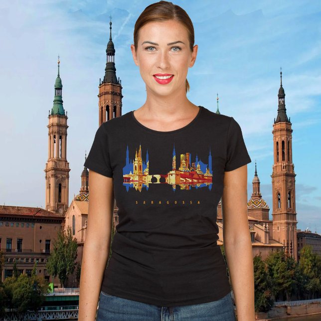 Camiseta Saragossa colorida silueta (Saragossa, Spain, black t-shirt for women)