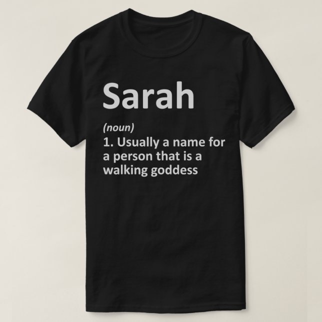 Camiseta SARAH Definition Personalized Name Funny Birthday  (Diseño del anverso)