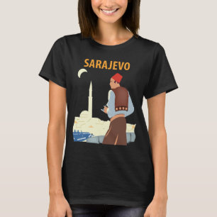 Camiseta Sarajevo Bosnia Minarete Atardecer Azul Viaje