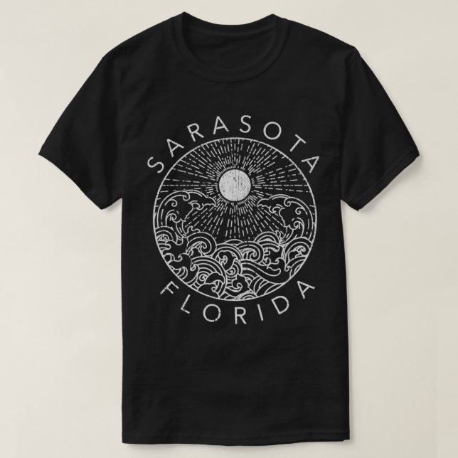 Camiseta Sarasota Beach Florida Vacaciones Océano Retro Sou (Diseño del anverso)
