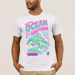 Camiseta Sarasota FL Manada de delfines Derivando en el océ