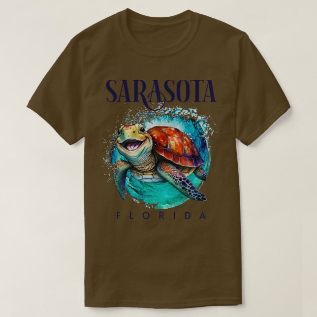 Camiseta Sarasota Florida Acuarela Feliz Turba de Mar (Diseño del anverso)