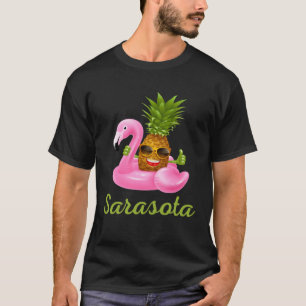 Camiseta Sarasota Florida Beach Tropical Flamingo Pineappl