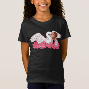 Camiseta Saraswati, una niña pequeña, con su cisne blanco