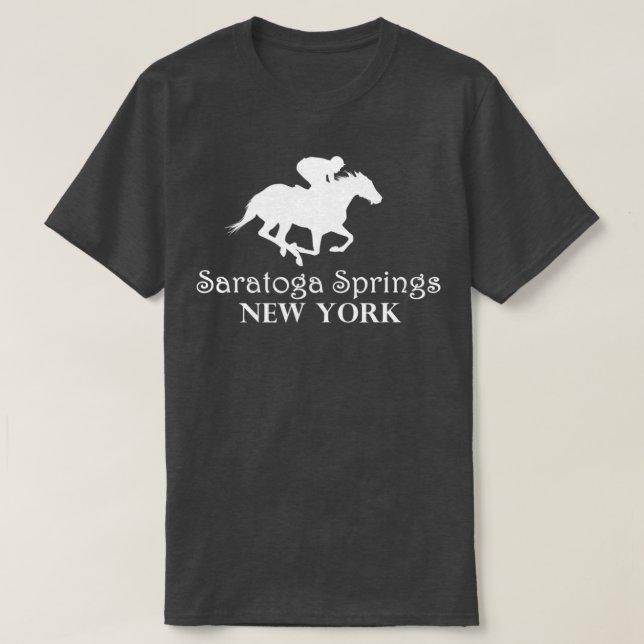 Camiseta Saratoga Springs New York Horse Carreras Jockey T- (Diseño del anverso)