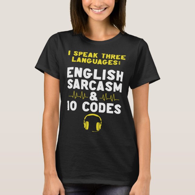 Camiseta Sarcasmo en inglés 10 códigos del operador de desp (Anverso)