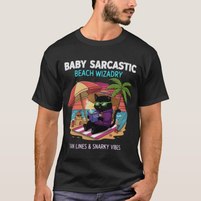 Camiseta Sarcastic Beach Cat - Funny Summer Kitten T-Shirt (Anverso)