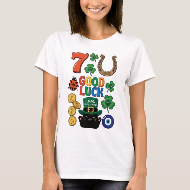 Camiseta Sarcastic black cat  and Lucky charms (Anverso)