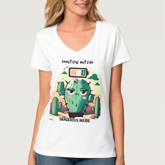 Camiseta Sarcastic Cactus with Low Battery (Anverso)