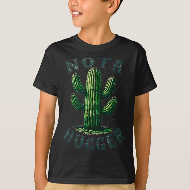 Camiseta Sarcastic Sayings Cactus Not A Hugger No Hug Meme  (Anverso)