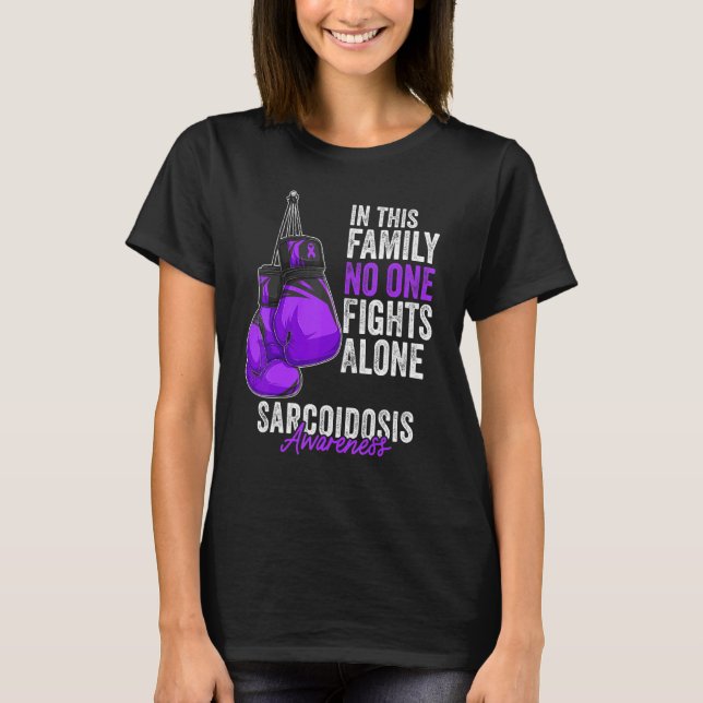 Camiseta Sarcoidosis Conciencia Mes Guantes de boxeo Morado (Anverso)
