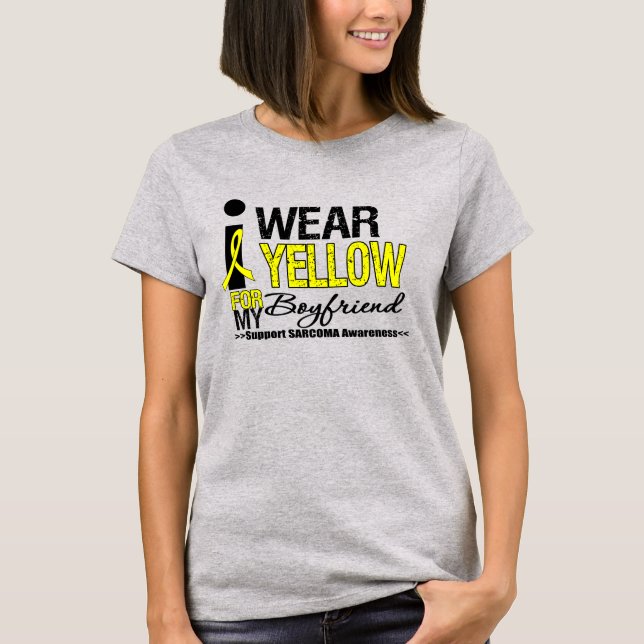 Camiseta Sarcoma Yo Uso Cinta Amarilla Para Mi Novio (Anverso)