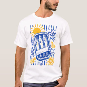 Camiseta Sardina Gráfico Costero Mujeres Verano Vacaciones