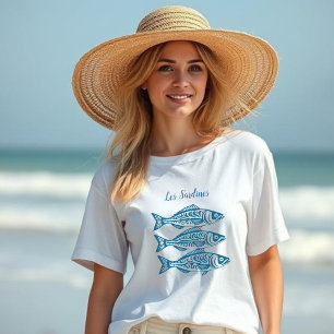 Camiseta Sardinas-Azul Hawaiano