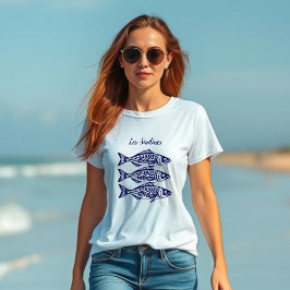 Camiseta Sardinas-Azul Hawaiano