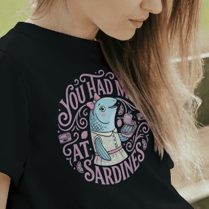 Camiseta Sardinas de dibujos animados rosadas lindas cita