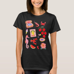 Camiseta Sardinas de Pescado Mariscos Sbook Verano Antiguo