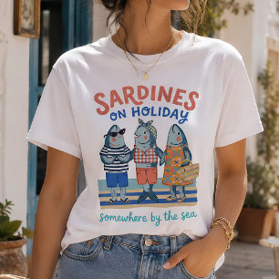 Camiseta Sardinas en Gráfica Costera de Verano en Vacacione