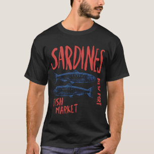 Camiseta Sardinas Mercado de Pescado de New Port Diseño Náu