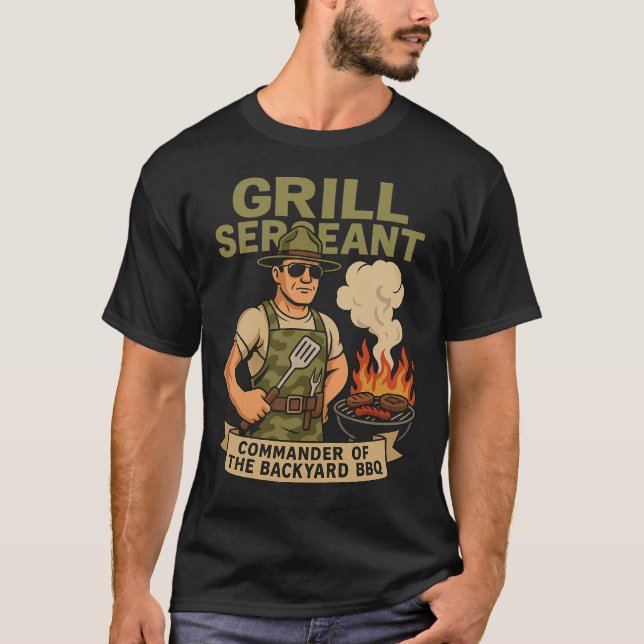 Camiseta Sargento Grill - Funny Día del Padre BBQ (Anverso)