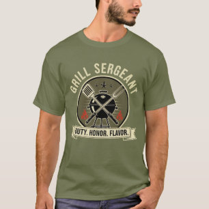 Camiseta Sargento Grill - Militar BBQ Papá Emblem