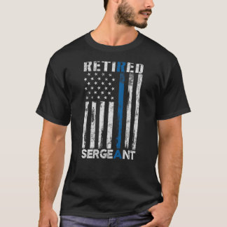 Camiseta Sargento retirado Regalo de la policía Línea Azul