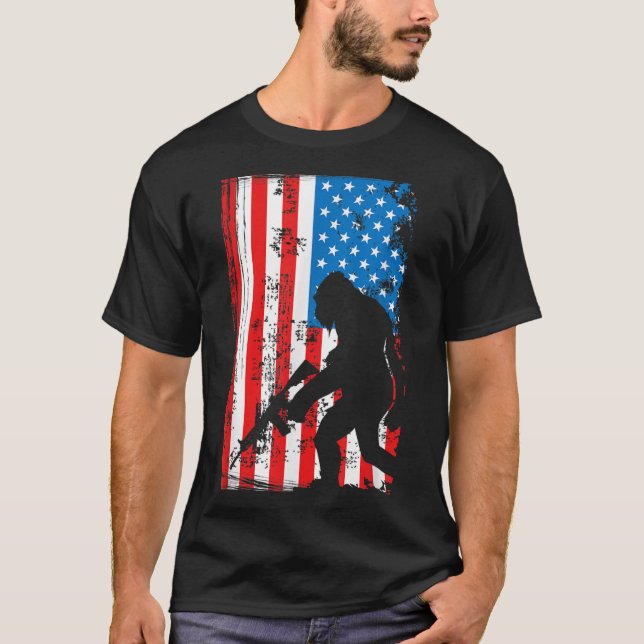 Camiseta Sasquatch AR-15 Patriótico Americano F (Anverso)