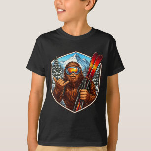 Camiseta Sasquatch esquiando amante de esquí de gran pie sh