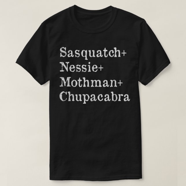 Camiseta Sasquatch & Nessie & Mothman & Chupacabra  Cryptid (Diseño del anverso)